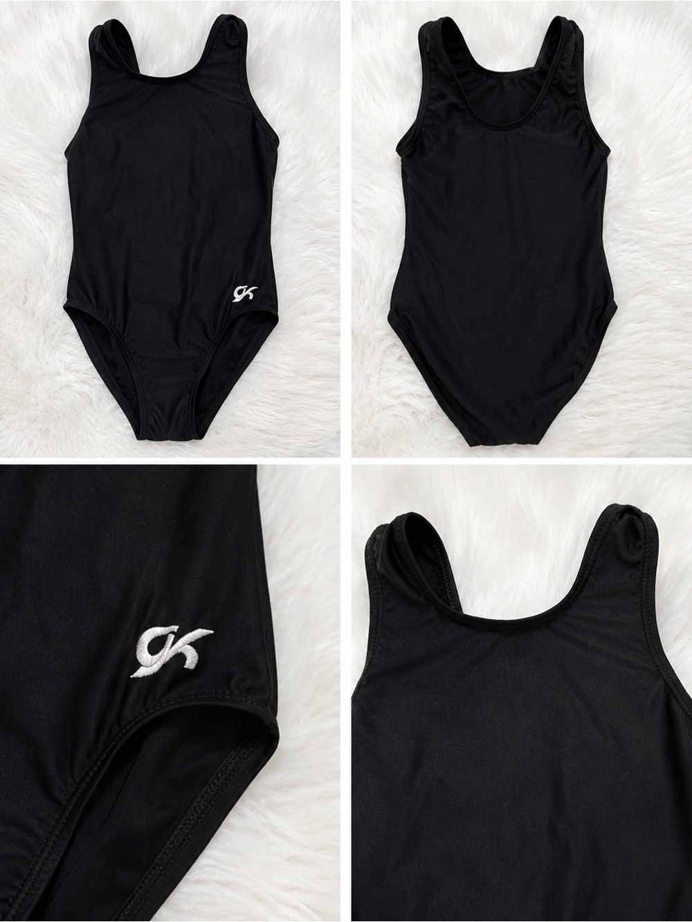 GK Black Tank Leotard with White GK Logo